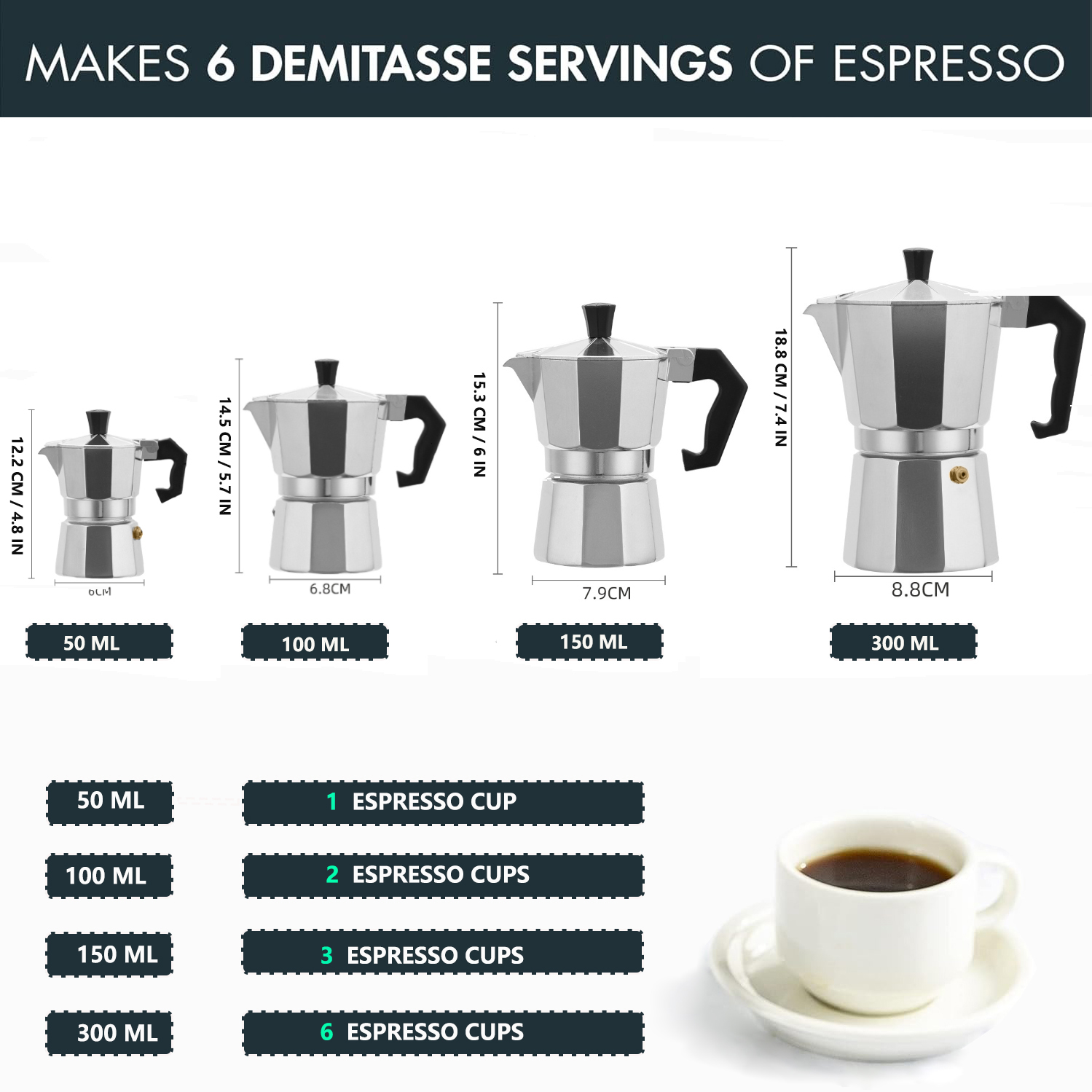 Classic Aluminum Moka Pot 50-3 - Coffee Equipment For Sale 评论和价格